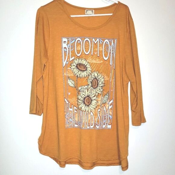 Truself Bloom On The Wild Side Sunflower Top 1X - Picture 1 of 11